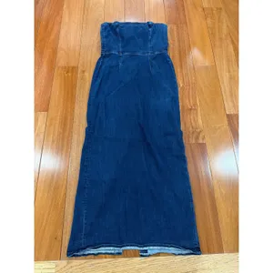 Reformation Eugenia Denim Midi Dress Women‎ Dark Blue Strapless 10 thumbnail 10