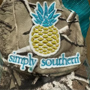 Simply Southern Low Profile Trucker Hat Teal &‎ Camo w/ Pineapple Logo thumbnail 6