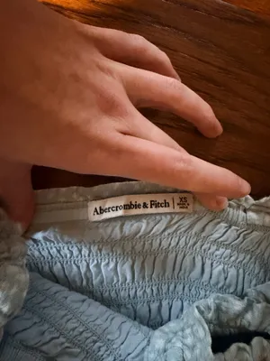 Abercrombie and Fitch Blue and White smocked crop thumbnail 2