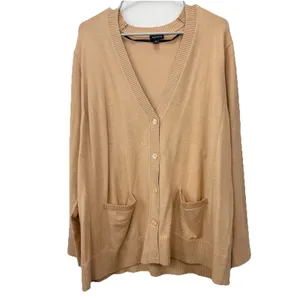 Torrid Neutral Beige V Neck‎ Pocket Button Cardigan Sweater Size 3X thumbnail 5