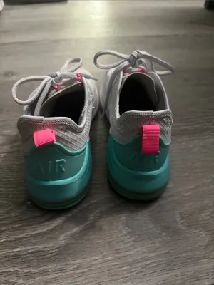 Nike women White Sneakers with Pink Accents and Teal Heel thumbnail 3