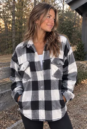 Plaid Button Down Jacket thumbnail 1