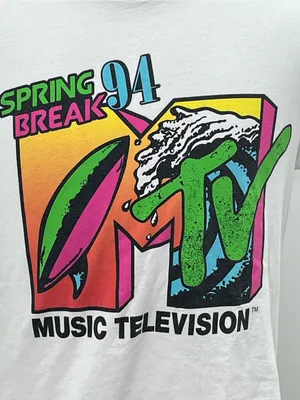 1994 MTV Spring Break White Graphic Adult Vintage T-Shirt Small thumbnail 2