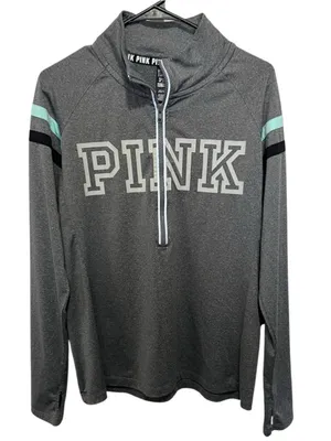 Victoria's Secret PINK Ultimate Grey Quarter Zip Athletic Pullover Top thumbnail 1