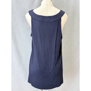 Feratelli Tank Top L Navy 3D Floral Rosette Applique Cotton Artsy Whimsical thumbnail 7