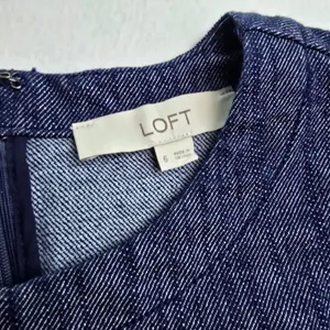 LOFT 31Y Womens Blue Denim Sleeveless‎ Shift Dress Round Neck Pockets Size 6 thumbnail 4