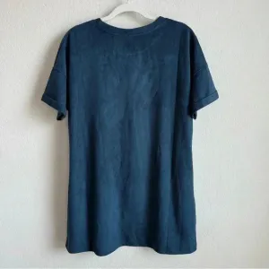 Wishlist Women’s Faux Suede Stretch Short Sleeve Pockets Navy Mini‎ Dress Size M thumbnail 2