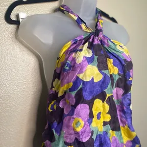 fairy y2k whimsical office Floral Halter 100% Silk size :‎ Medium thumbnail 11