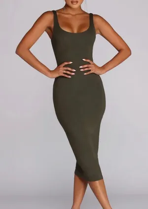 Windsor Olive Green Tank Midi Dress thumbnail 1