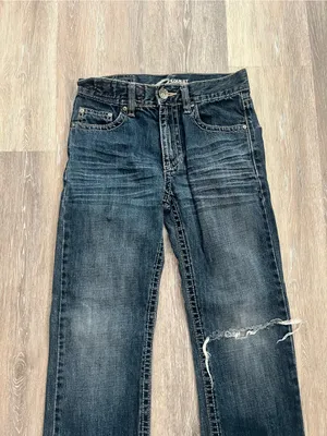 Request Jeans Girls 12 Y2K Dark Wash Distressed Straight Leg Embroidered Denim thumbnail 5