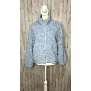 Urban Outfitters Women's Size Medium Blue Casual Winter‎ Sherpa Full Zip Jacket thumbnail 3
