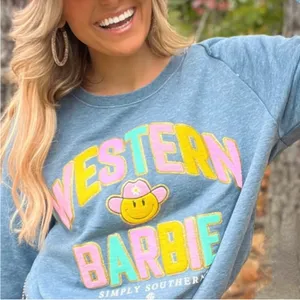 Simply Southern Western Barbie Blue Crewneck Sweater thumbnail 4