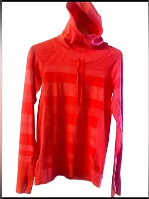 Brooks Moving Comfort striped running pullover thumbholes nwot thumbnail 2