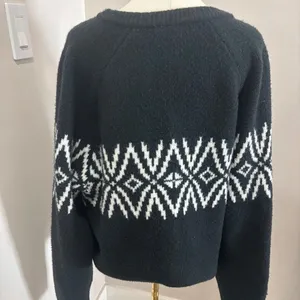 Abercrombie & Fitch Women XL Black Fair Isle Knit Button Front Cardigan‎ Sweater thumbnail 3
