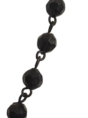 Black Gothic Beaded Necklace Pendant Faceted Gemstone Mourning Acrylic 16" Emo thumbnail 3