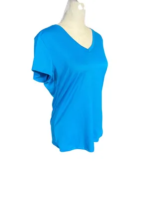 Sterling Performance women's blue short sleeve v-neck t-shirt size large thumbnail 2