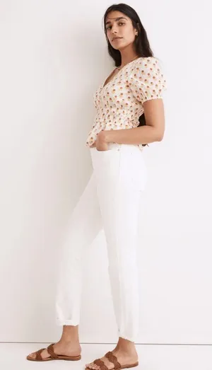 Madewell Sophia short - sleeve Top in wild calendula block print thumbnail 11
