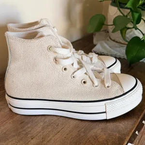 Converse Chuck Taylor All Star Lift Hi Women 8 Egret Cream Woven Cottagecore thumbnail 9