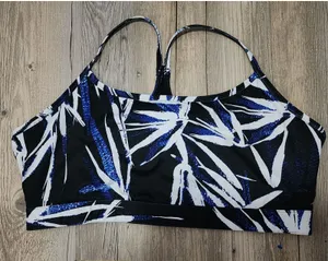Fabletics Sports Bra Medium Impact Racerback Blue White Print‎ Size Large/XLarge thumbnail 1