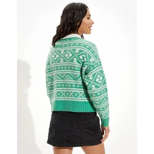 American Eagle | Green Fair Isle Snowdrift Sweater | Medium thumbnail 2