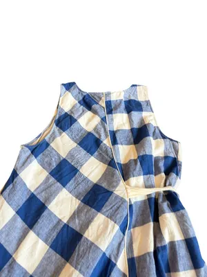 Maeve Blue White Buffalo Check Dress Asymmetrical Hem Sleeveless X-Large Women's thumbnail 8
