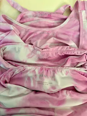 Kimberly C Pink Tie-Dye Activewear Sets - 2 Sports Bras bike shorts & Leggings-L thumbnail 3