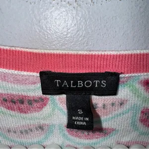 Talbots Small‎ Cotton Button Down Cardigan Watermelon Print CP thumbnail 3