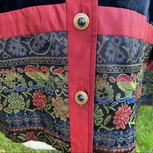 Coldwater Creek Small Jacket Velvet Button Front Black Wine Tapestry Holiday thumbnail 10