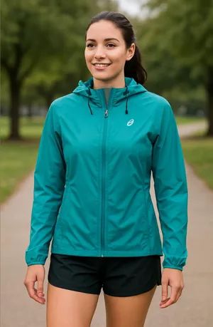 ASICS running raincoat packable lightweight water / wind resistant thumbnail 1