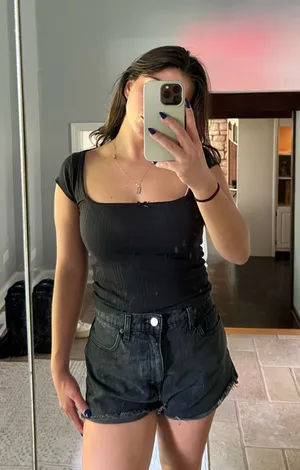 Urban Outfitters Black ribbed tank top with square neckline and bow detail thumbnail 1