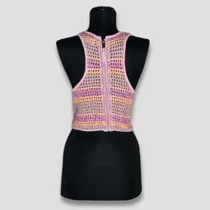 Cotton On Crochet Crop Tank Top Pink Purple Size Medium thumbnail 4