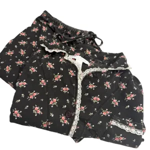 Carole Hochman Blue Bird Floral Pajama Set lg 100% Cotton Pajamas Roses & Lace thumbnail 1