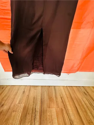 Onyx Nite Brown V-Neck Maxi Dress with Rhinestone Trim thumbnail 15