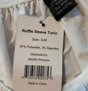 NWT Ruffle Sleeve Tunic In White Size M thumbnail 5