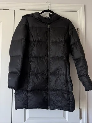 Eddie Bauer Black Long Quilted Puffer Coat with Hood thumbnail 1