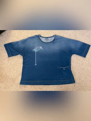 Wild‎ Palms Indigo Blue Bird Graphic Boxy Pocket Top Size Small thumbnail 11