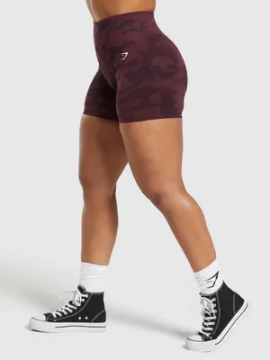 Gymshark Women’s Burgundy Camo High-Rise Bike Shorts thumbnail 1
