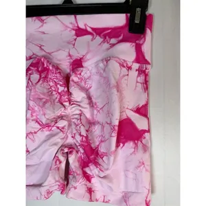Unbranded Biker Shorts Womens M Pink Tie Dye High Waist Scrunch thumbnail 5