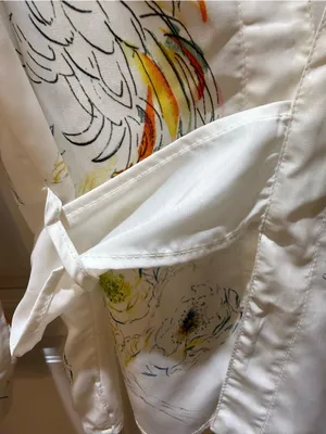 Cream Floral & Crane Print Wrap Blouse 8 thumbnail 9
