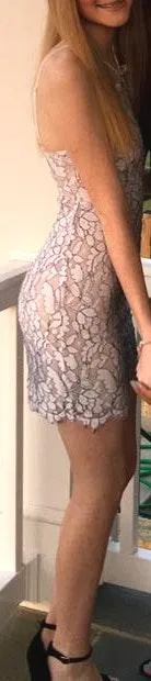 Lulus Ivory And Grey High Neck Dress! thumbnail 2