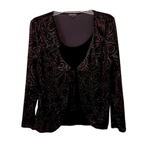 Notations Black Velvet With Red Paisley Top Whimsygoth Dark Romantic Witchy thumbnail 2