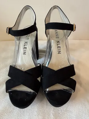 Anne Klein Lalima Platform Sandals Women Size 9 Black Peep Toe Ankle Strap thumbnail 1