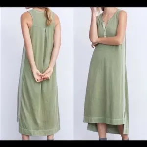 Anthropologie Saturday Sunday Moss Green Sleeveless Button Up Casual Maxi Dress thumbnail 3