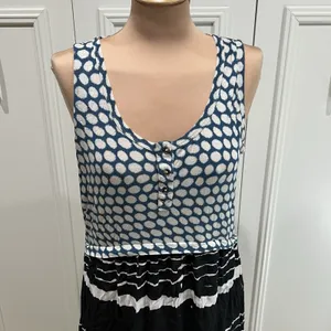 Anthropologie Lilka Mixed Media Maxi Dress‎ Polka Dot Stripe Boho Artsy Hippie thumbnail 2