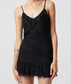 Beverly and Beck Beaded Mini Dress Black thumbnail 4