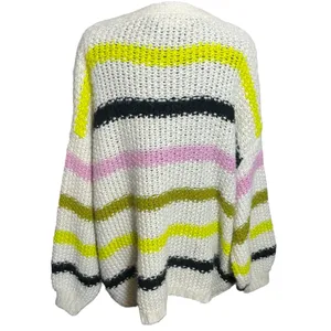 Vero Moda Aperol Striped Open Front chunky knit color block cardigan sweater thumbnail 2