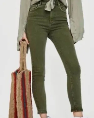 FREE PEOPLE We the Free High-Waisted Skinny Jeans Olive Green Size 29 thumbnail 1