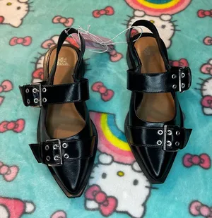 Size 6‎ Peyton Double Buckle black Slingback Flats by wild fable thumbnail 1