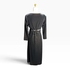Vintage 90s CDC Caren Desiree Black Velvet Maxi Dress Tie Back Size 10 retro thumbnail 4