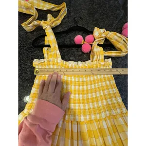 Sundress Pippa Dress Women's M/Large Yellow Gingham Check Pom Pom Boho Revolve thumbnail 8